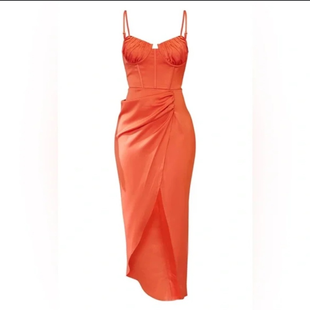 Pretty Little Thing Dress CORAL WRAP MIDAXI DRESS